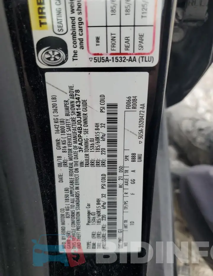 3FADP4BJ0JM143478 Photo# 12