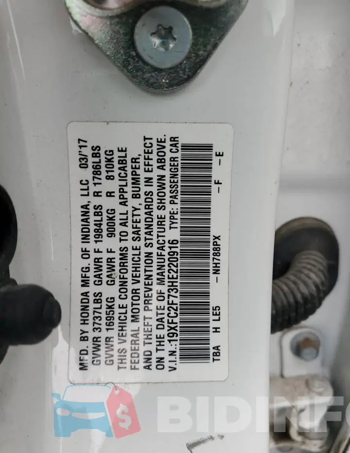 19XFC2F73HE220916 Photo# 12
