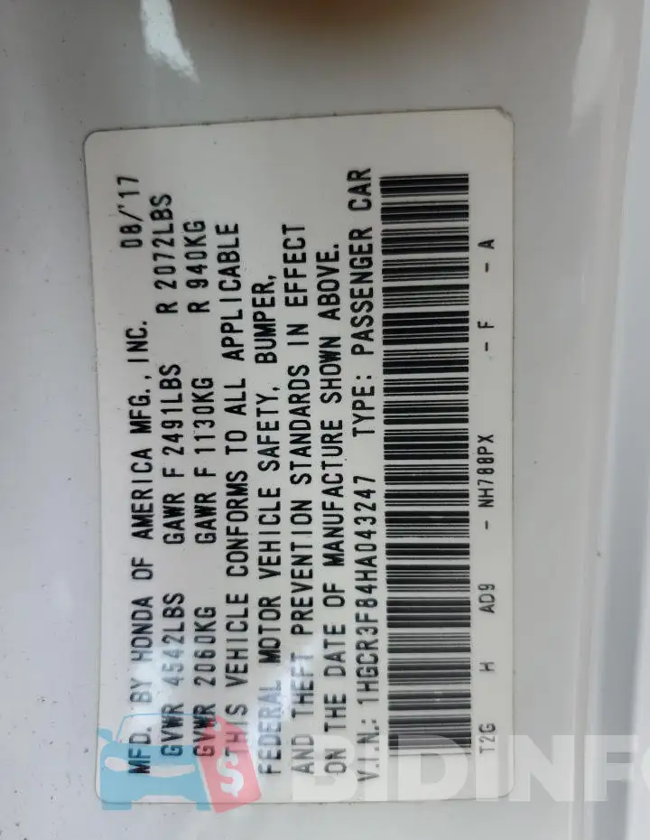 1HGCR3F84HA043247 Photo# 12