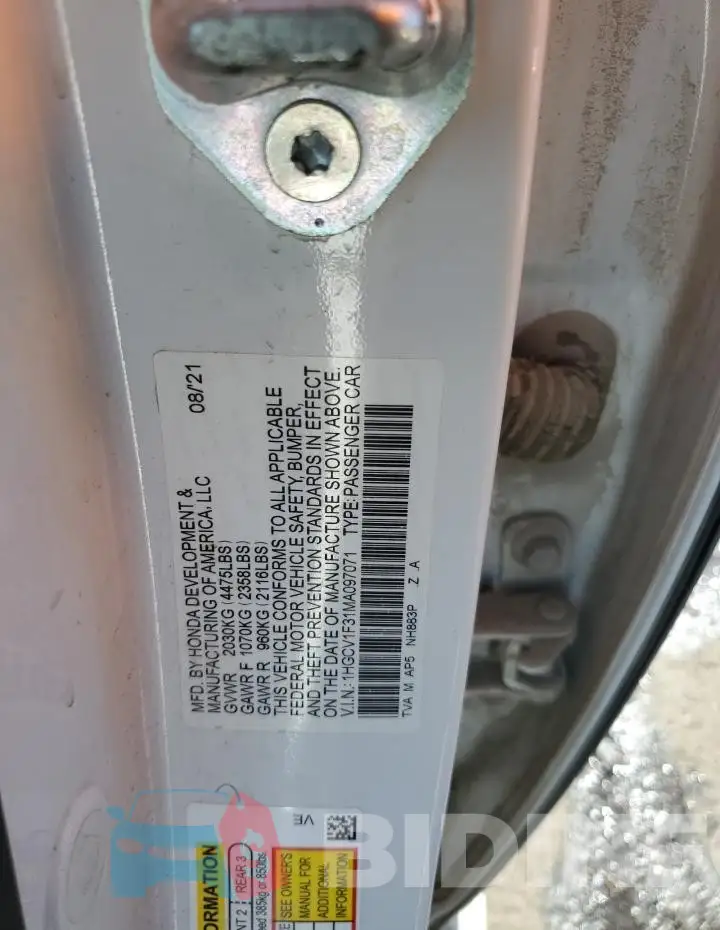 1HGCV1F31MA097071 Photo# 12