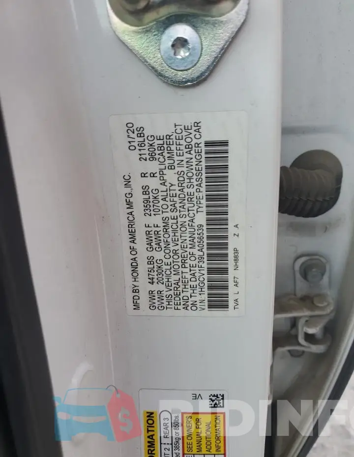 1HGCV1F39LA056539 Photo# 12