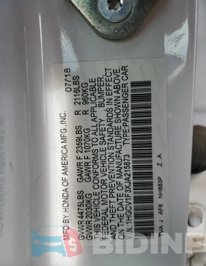 1HGCV1F3XJA215873 Photo# 12