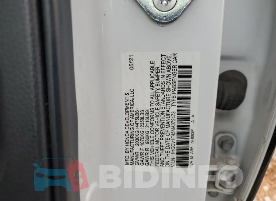 1HGCV1F45MA072473 Photo# 13