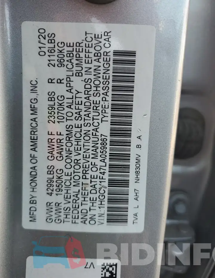 1HGCV1F47LA059867 Photo# 12