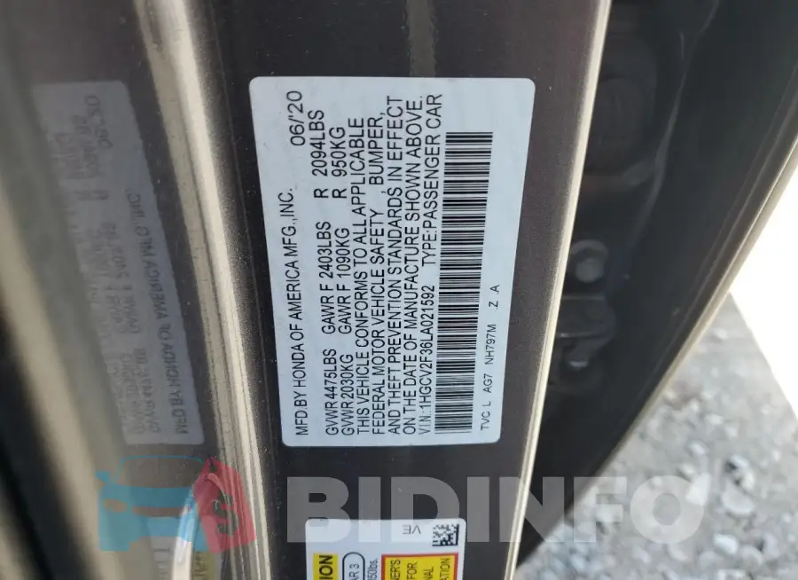 1HGCV2F36LA021592 Photo# 12