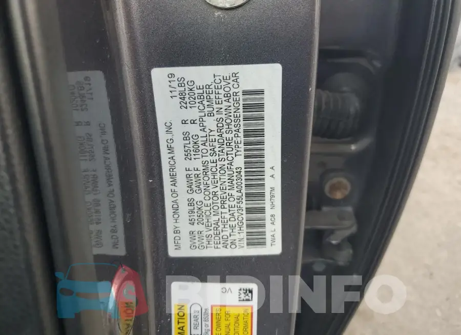 1HGCV3F55LA003043 Photo# 13