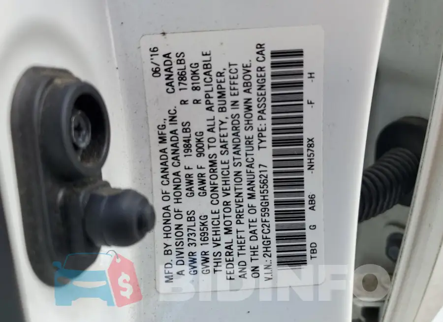 2HGFC2F59GH556217 Photo# 12