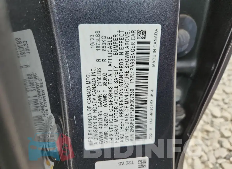 2HGFE1F72RH307380 Photo# 12