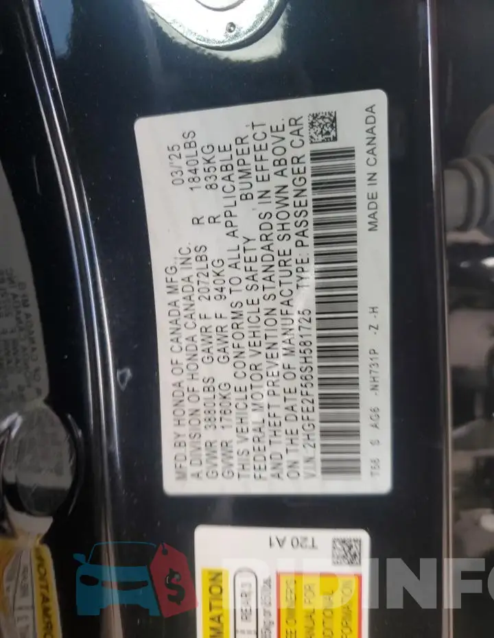 2HGFE2F56SH581725 Photo# 12