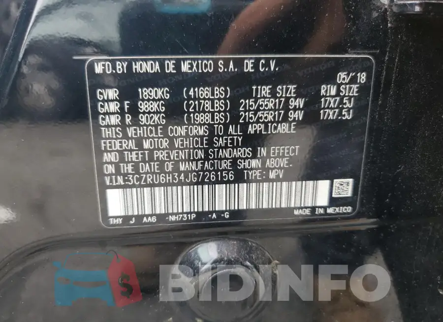 3CZRU6H34JG726156 Photo# 13