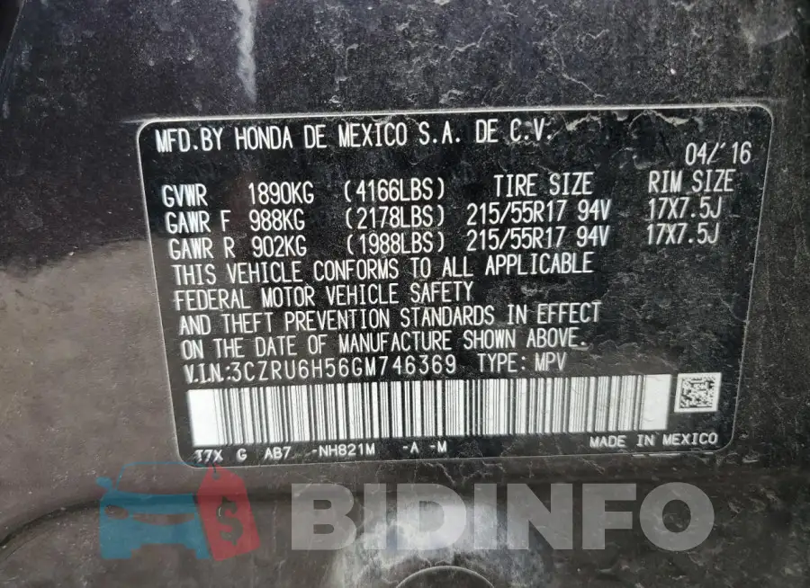 3CZRU6H56GM746369 Photo# 13