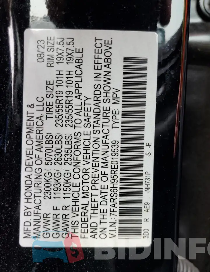 7FARS6H95RE019539 Photo# 13