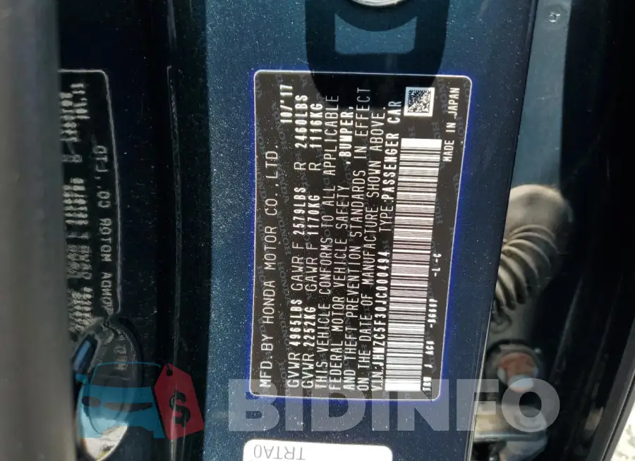 JHMZC5F30JC000494 Photo# 13