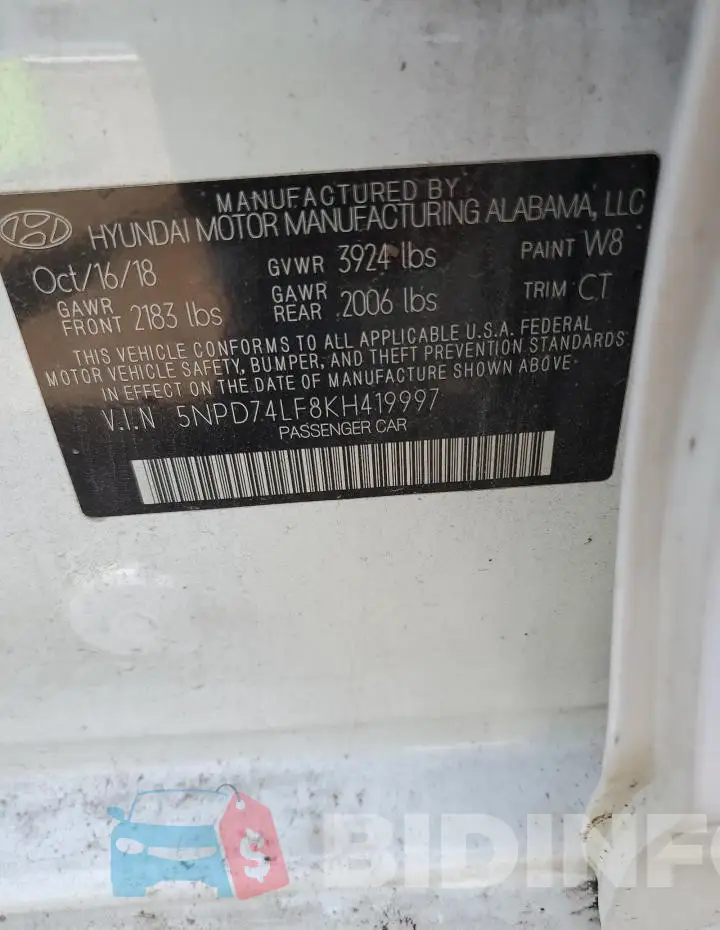5NPD74LF8KH419997 Photo# 12