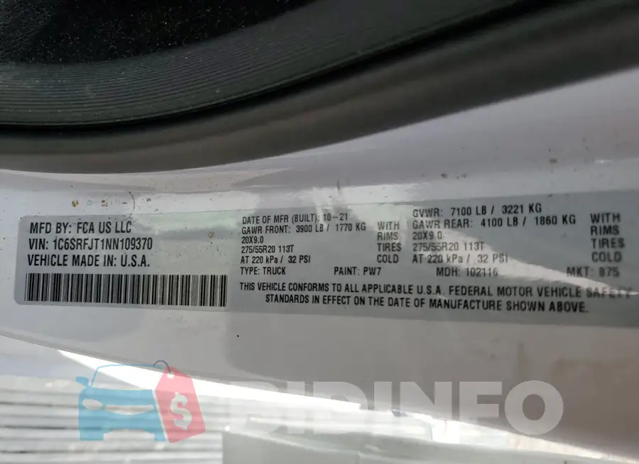 1C6SRFJT1NN109370 Photo# 12