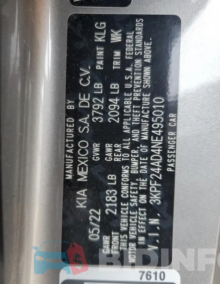 3KPF24AD4NE495010 Photo# 13