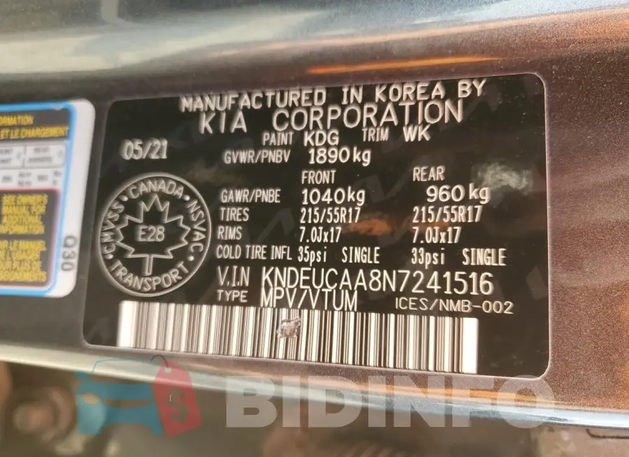 KNDEUCAA8N7241516 Photo# 13