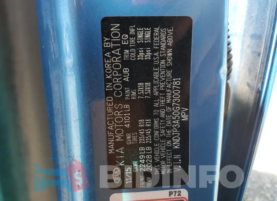 KNDJP3A50G7300781 Photo# 13