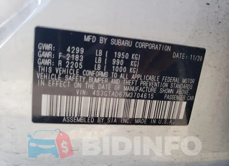 4S3GTAD67M3704615 Photo# 12