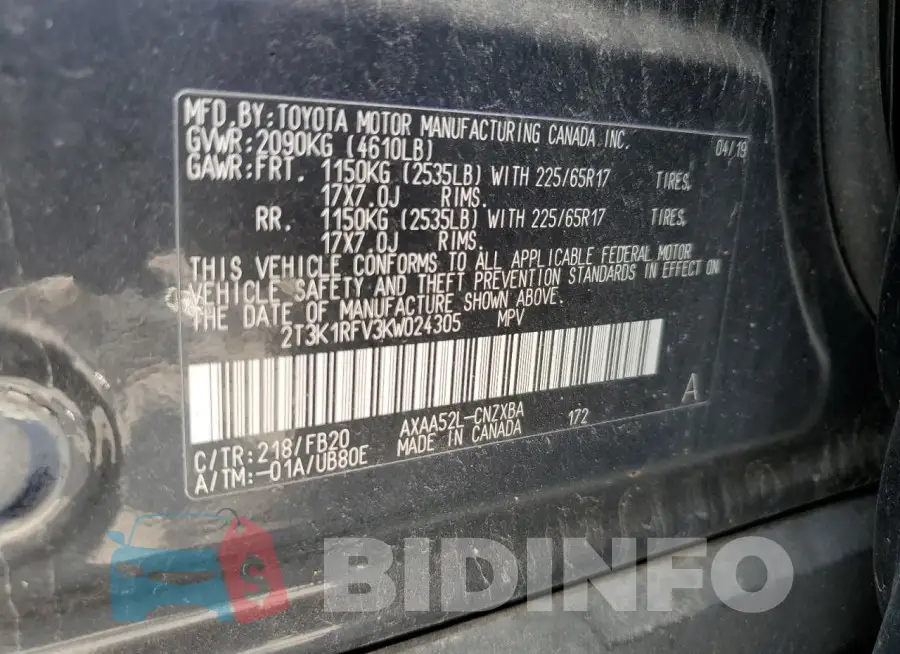 2T3K1RFV3KW024305 Photo# 14