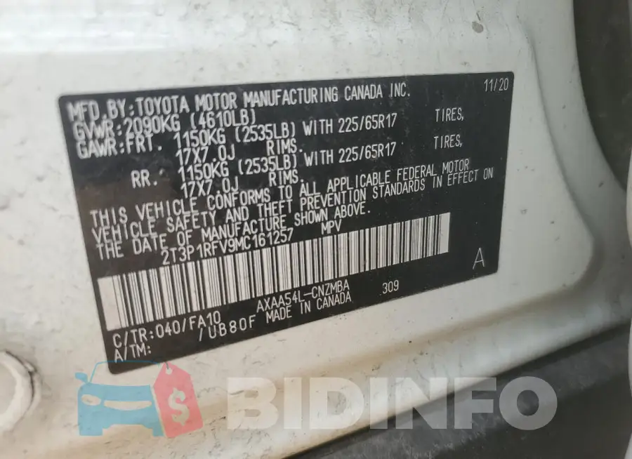 2T3P1RFV9MC161257 Photo# 13