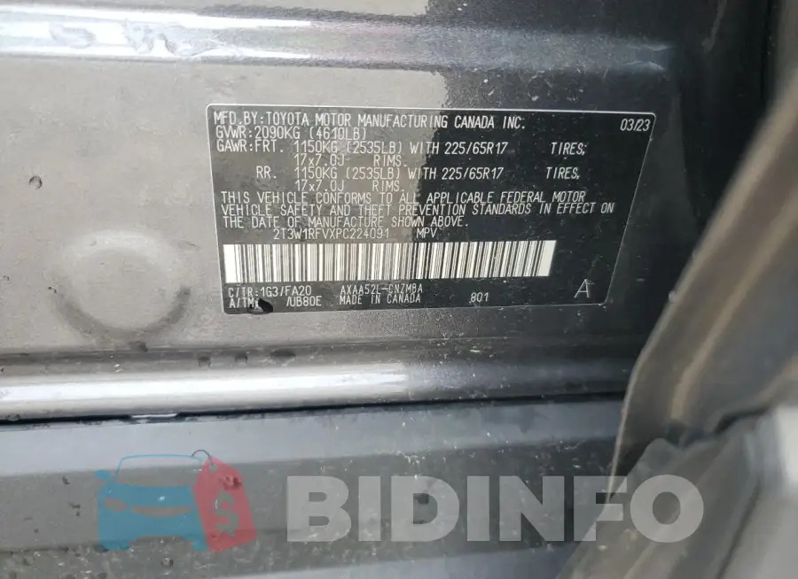 2T3W1RFVXPC224091 Photo# 13