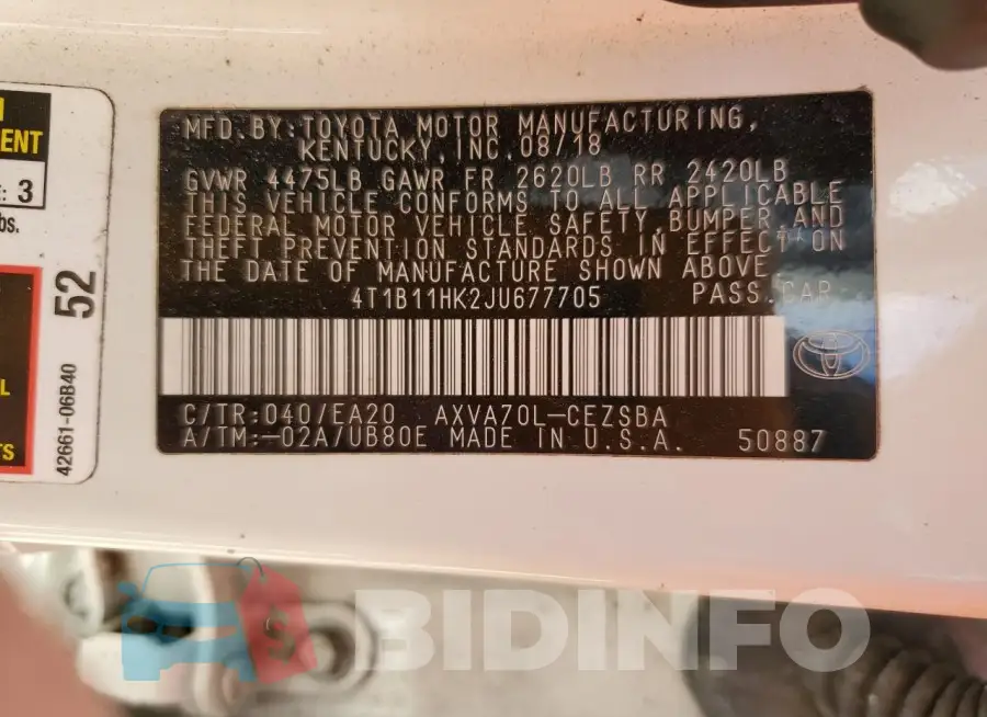 4T1B11HK2JU677705 Photo# 12