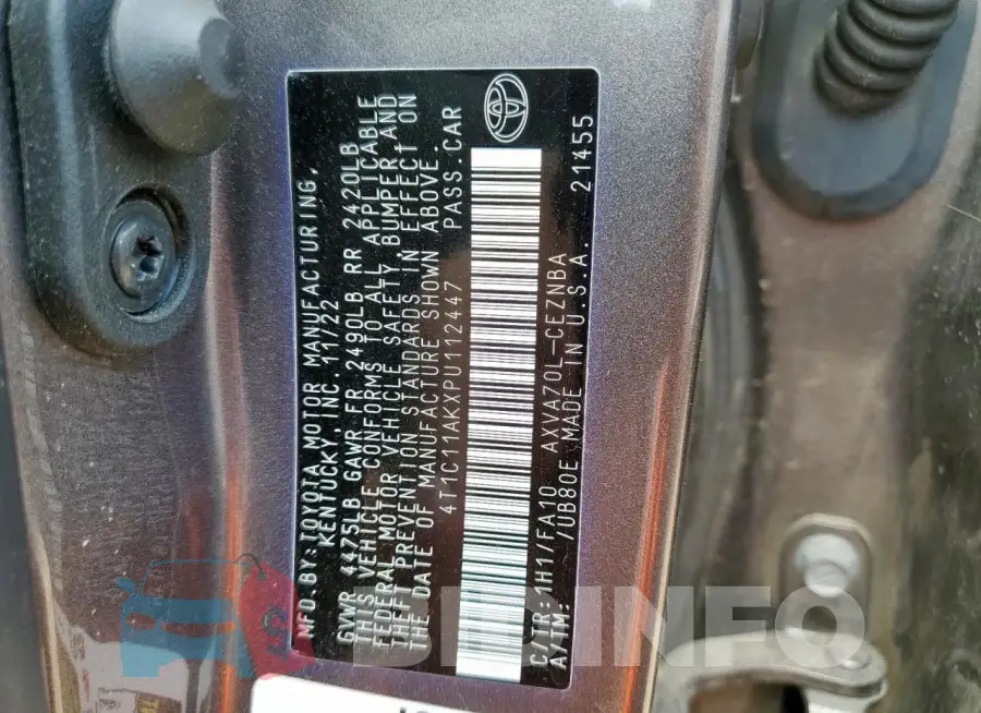 4T1C11AKXPU112447 Photo# 12