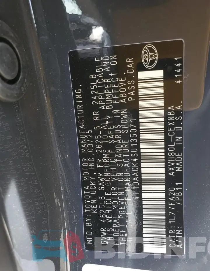 4T1DAACK4SU135071 Photo# 12