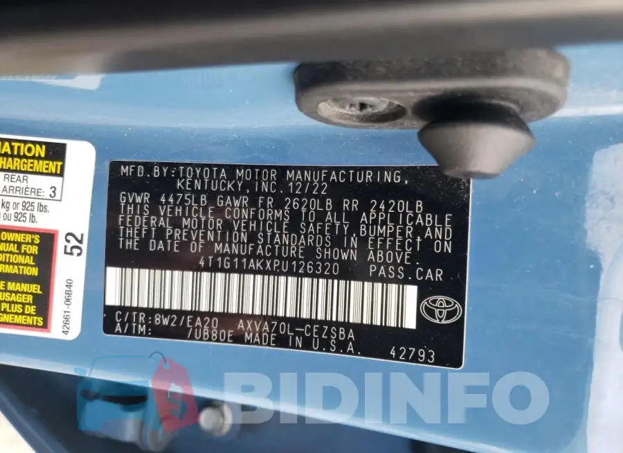 4T1G11AKXPU126320 Photo# 12