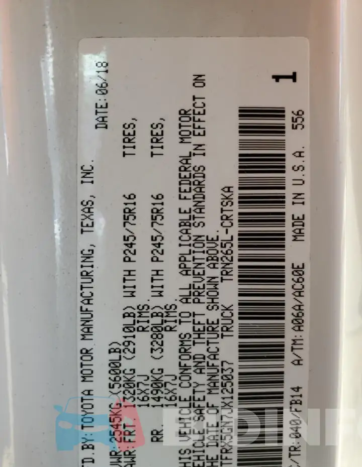 5TFRX5GN7JX125037 Photo# 12