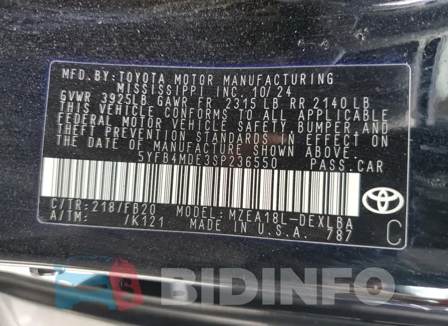 5YFB4MDE3SP236550 Photo# 13