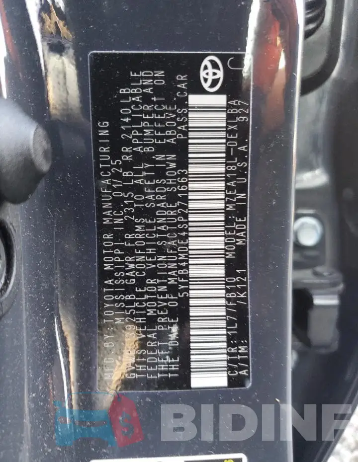 5YFB4MDE4SP271663 Photo# 13