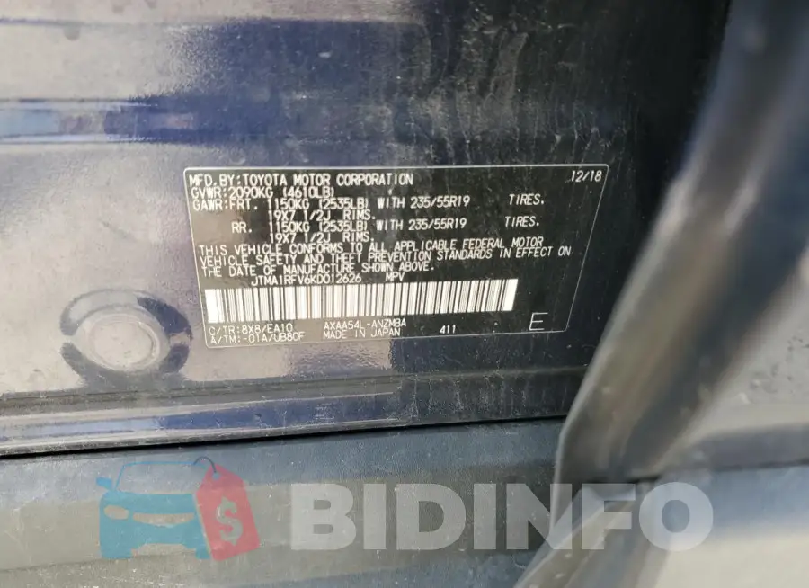 JTMA1RFV6KD012626 Photo# 14