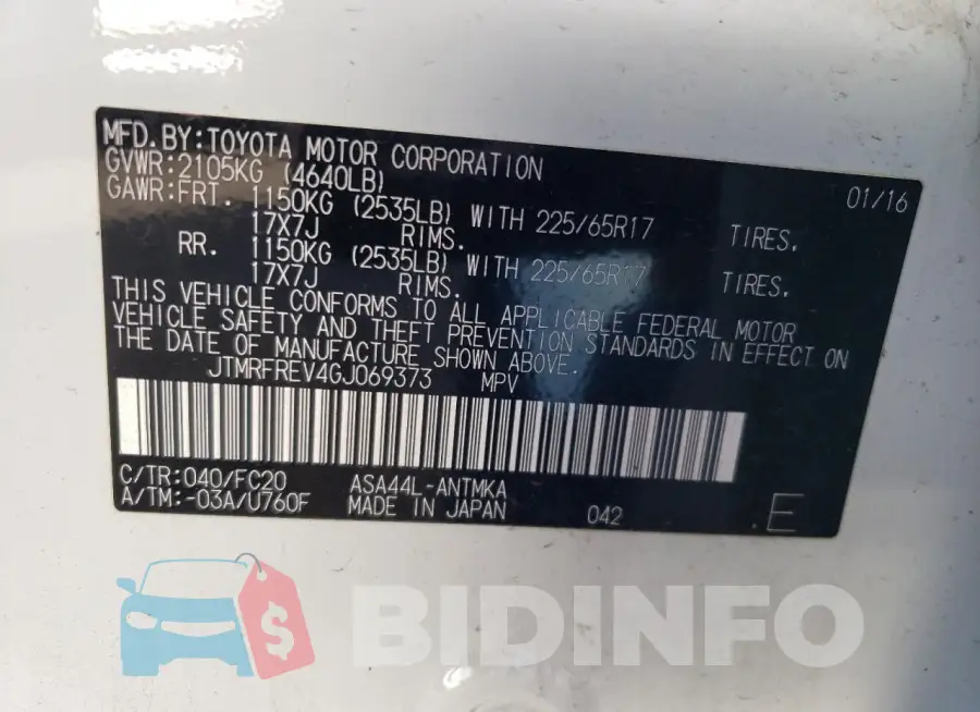 JTMRFREV4GJ069373 Photo# 12