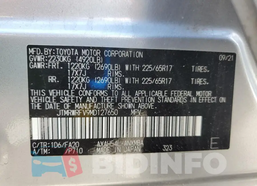 JTMRWRFV9MD127650 Photo# 13