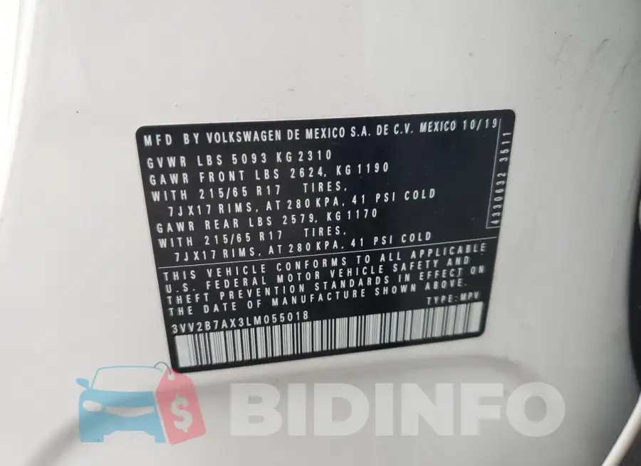 3VV2B7AX3LM055018 Photo# 13