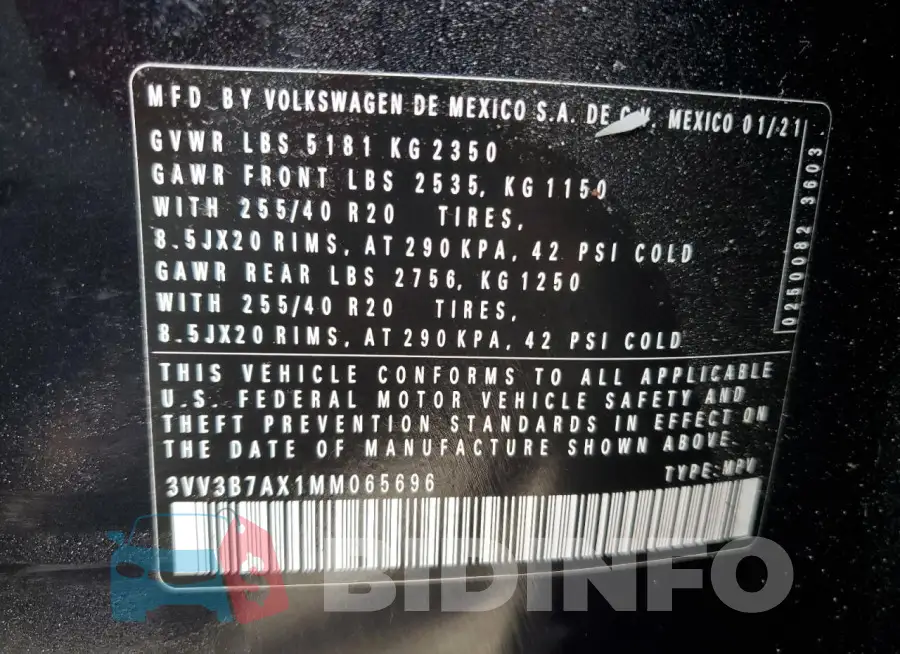 3VV3B7AX1MM065696 Photo# 13