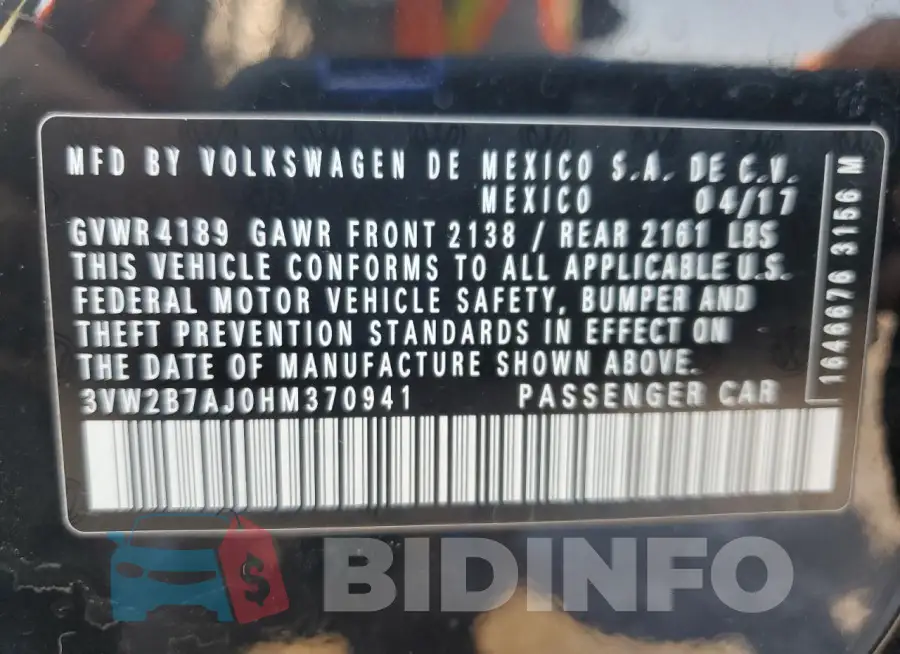 3VW2B7AJ0HM370941 Photo# 12
