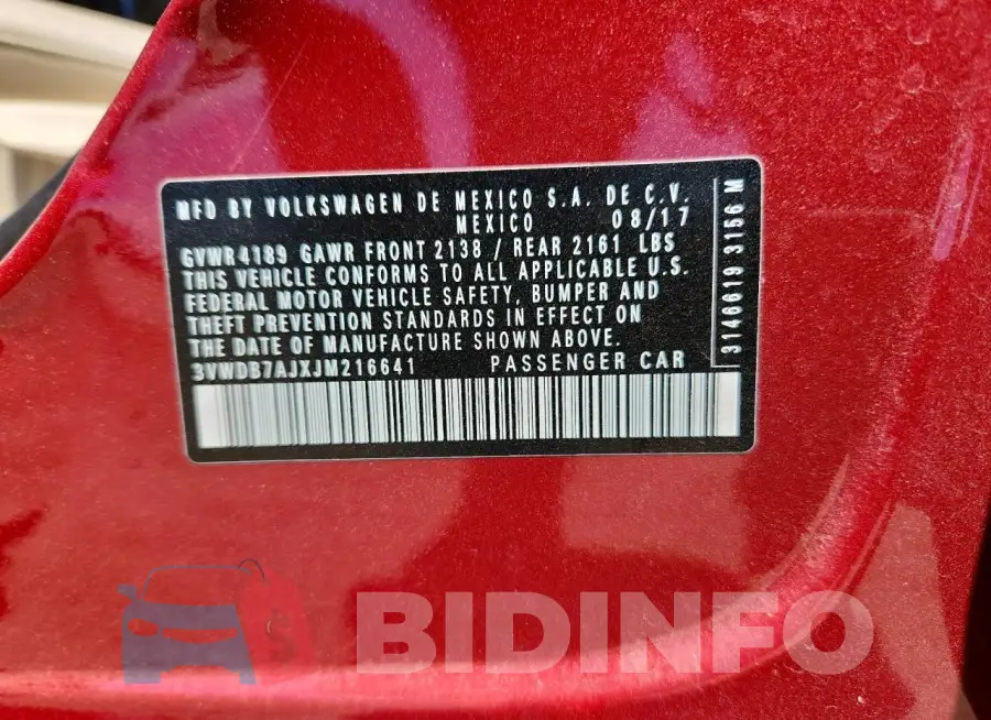 3VWDB7AJXJM216641 Photo# 12