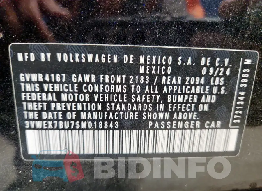 3VWEX7BU7SM018843 Photo# 12