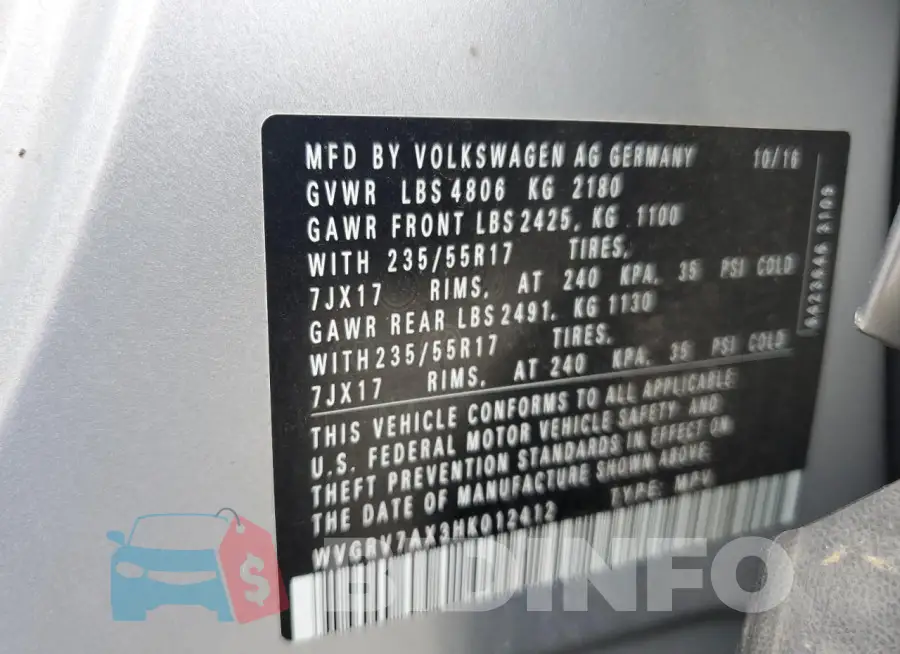 WVGRV7AX3HK012412 Photo# 12