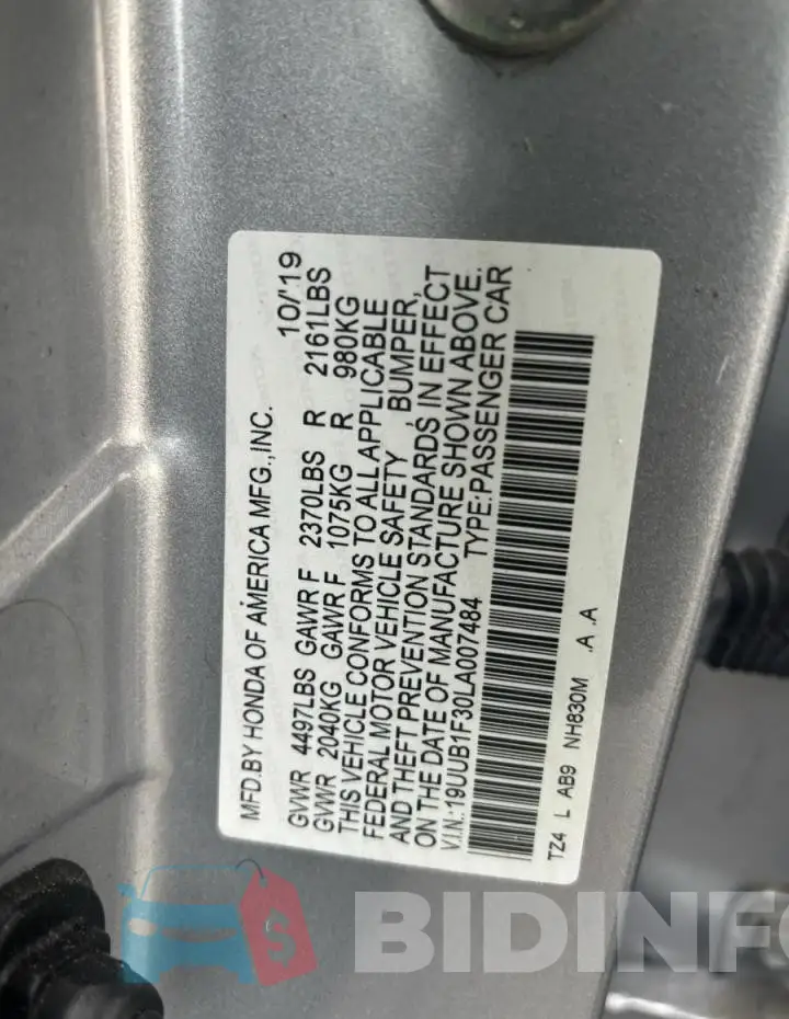 19UUB1F30LA007484 Photo# 10
