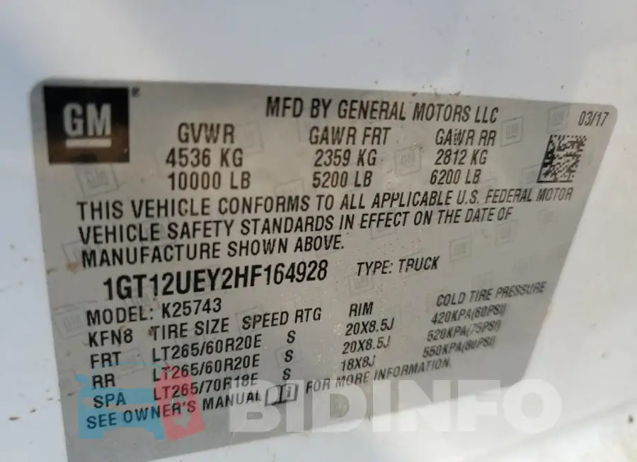 1GT12UEY2HF164928 Photo# 12