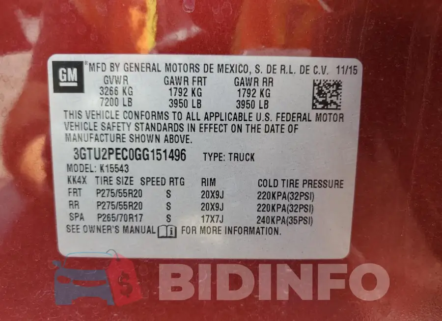 3GTU2PEC0GG151496 Photo# 12