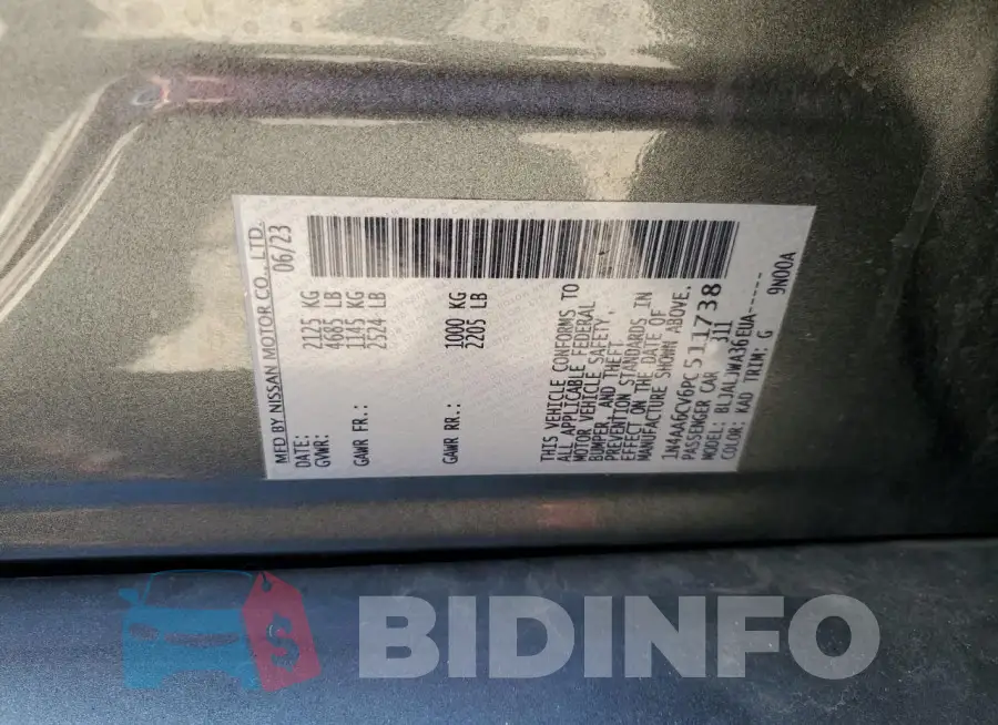 1N4AA6CV6PC511738 Photo# 12