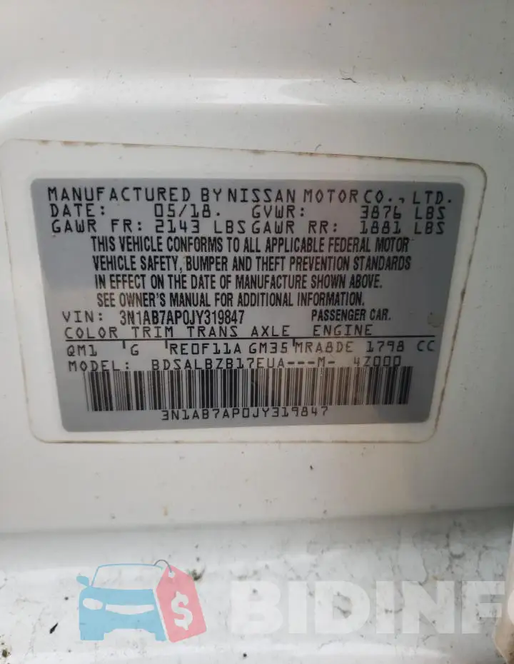 3N1AB7AP0JY319847 Photo# 12