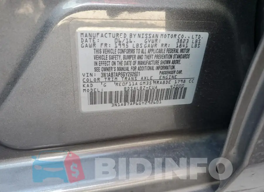 3N1AB7AP6GY292601 Photo# 12