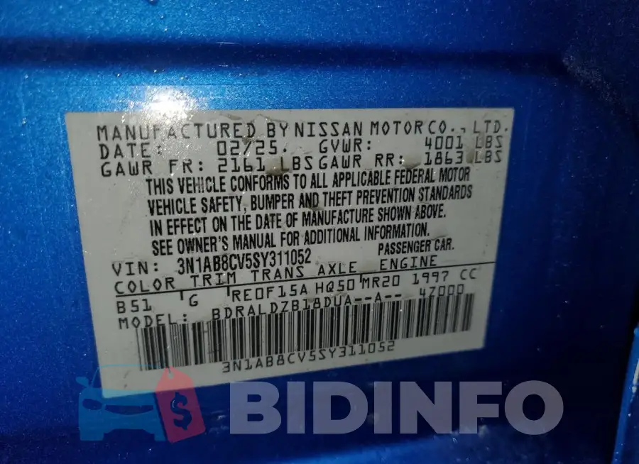 3N1AB8CV5SY311052 Photo# 12