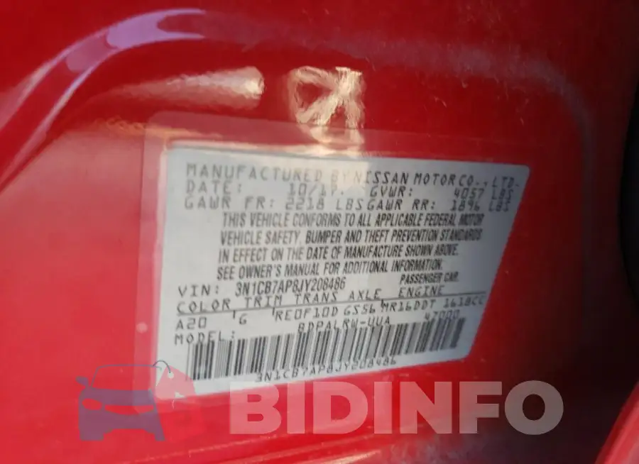 3N1CB7AP8JY208486 Photo# 12